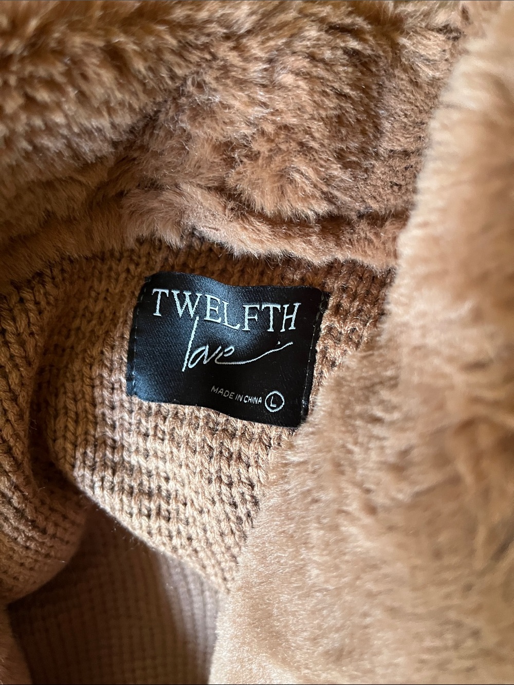 Twelfth Love Faux-Suede Draped Cardigan - Brown - Picture 14 of 15